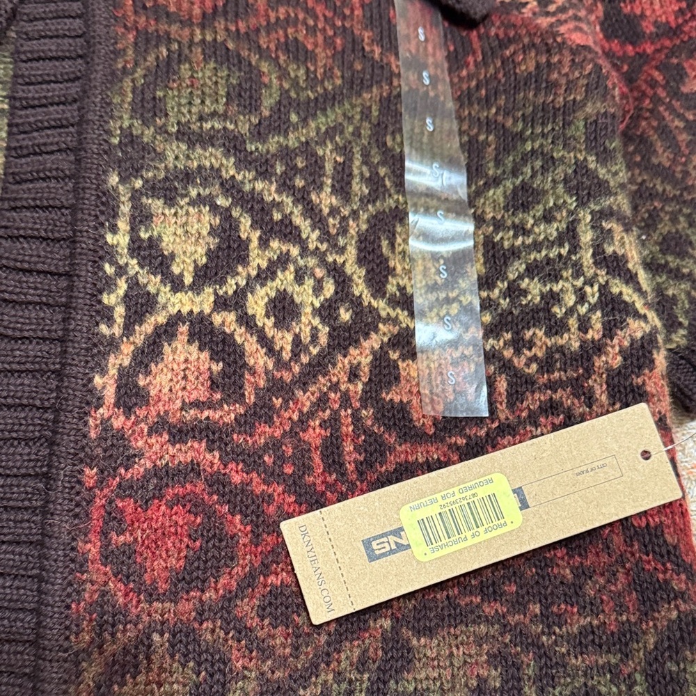 NWT DKNY Earth Tone Multi Colored Cardigan - Picture 4 of 5